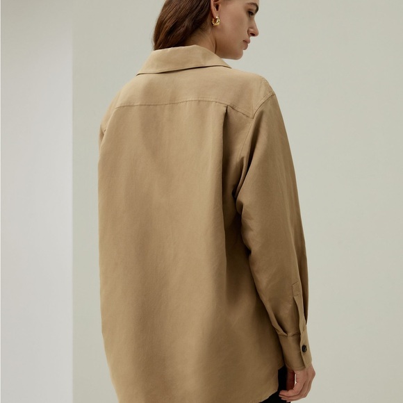 lilysilk women Oversized Silk-Linen Blend Shirt sz s - Picture 3 of 11